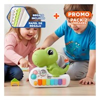 Pack2 Teclado Infantil con Forma de Dinosaurio 17.5 cm Verde para Ninos Y+Papel Regalo
